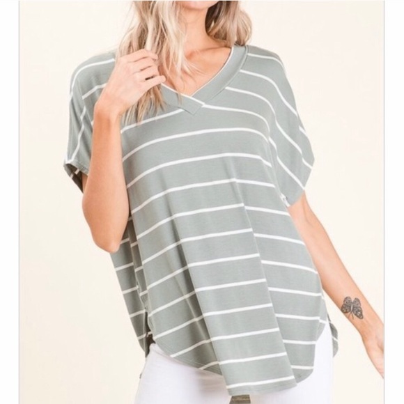 Olive Green Loose Fit Blouse SO soft SO comfy! - Picture 2 of 3